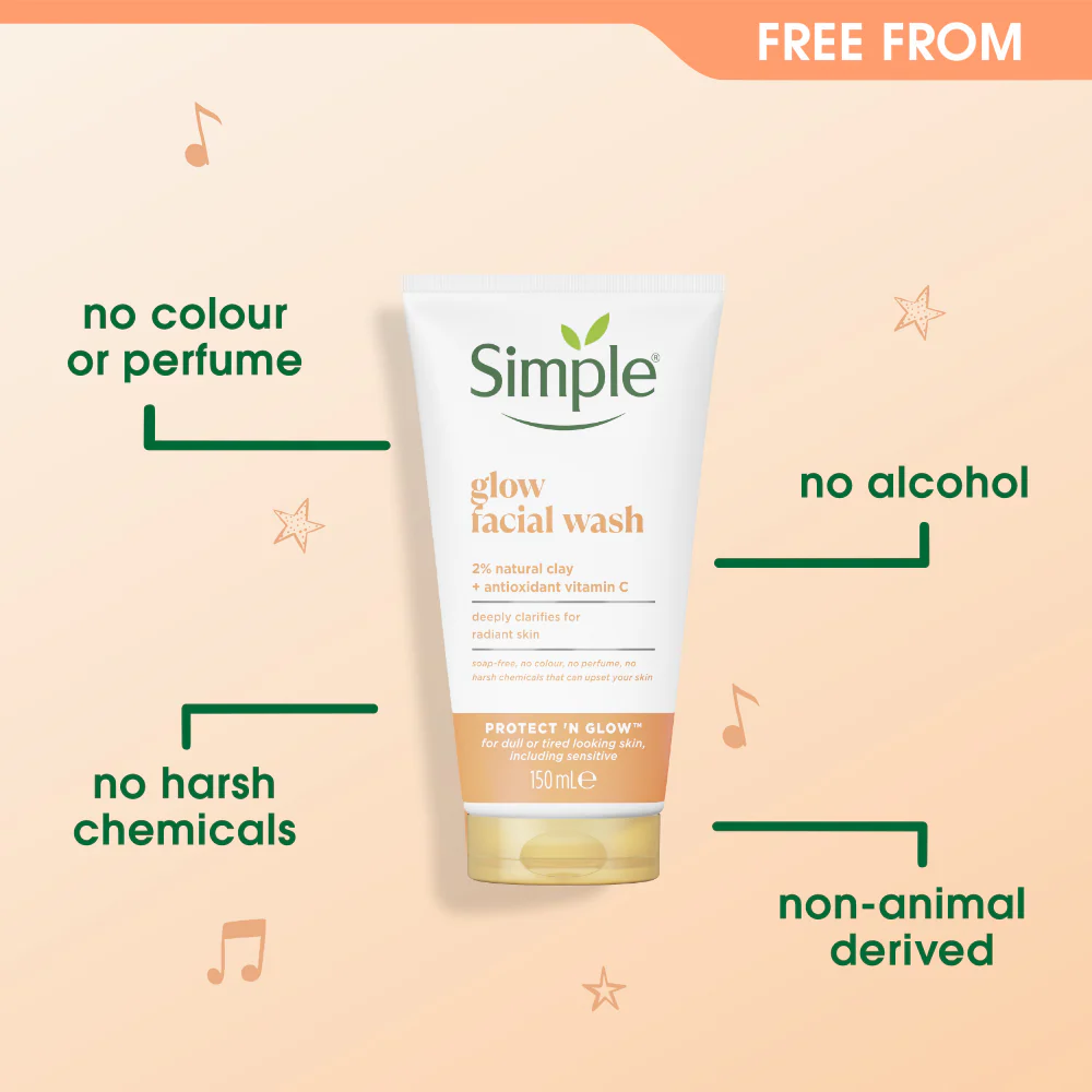SIMP0020-2 Simple Protect n Glow Express Glow Facial Wash 150ml – - Image 1